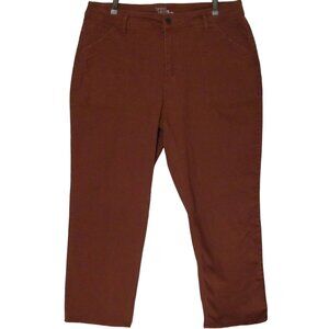 Time and Tru Crop Pants 18 x 26"inseam Orange Brown High Rise Cotton stretch
